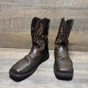 Justin Joist Brown Leather Composite Safett Toe Western Boots Men's Size 11